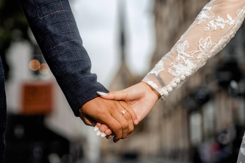Romantic wedding hand detail