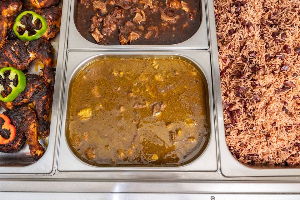 close up catering food stew rice