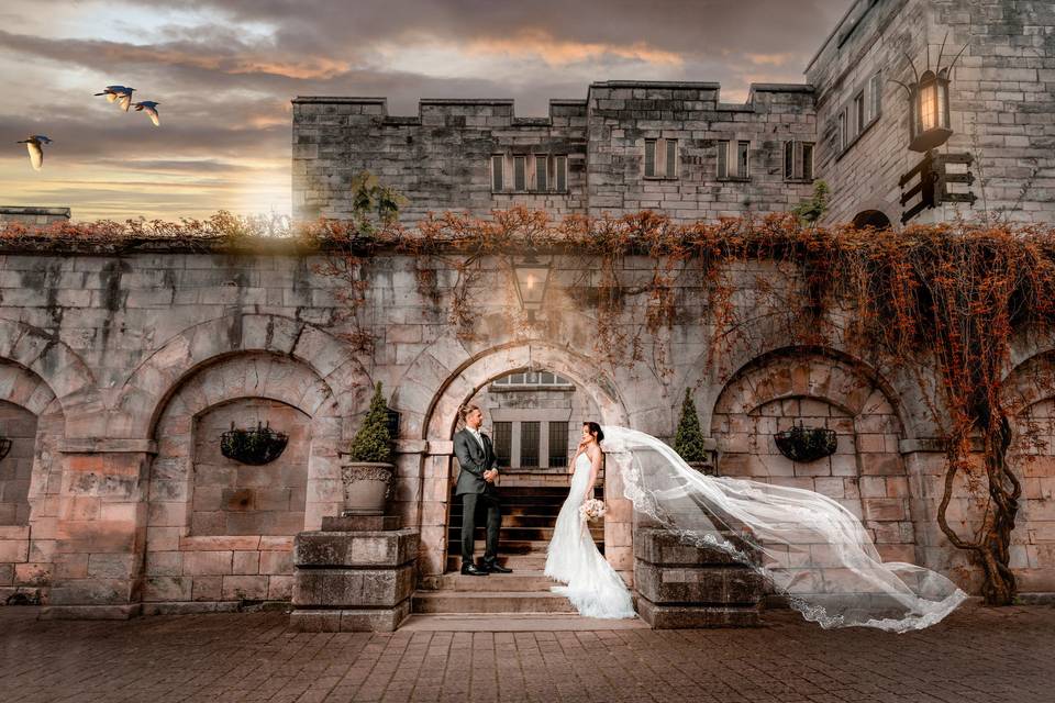 Hazlewood  Castle courtyard