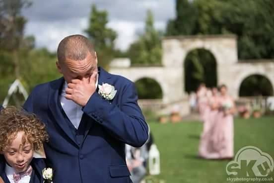 Exchanging vows outdoors