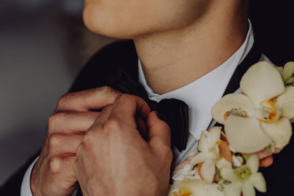 Full floral lapel buttonhole