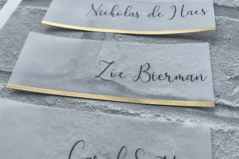 Vellum name place cards