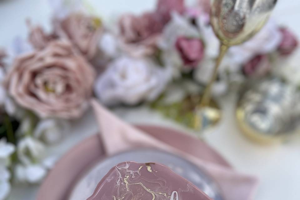 Pink & Gold ink marble