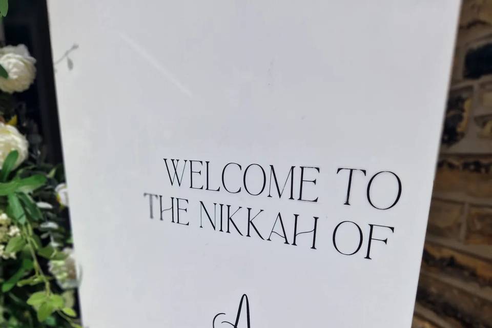 Nikkah Welcome Sign