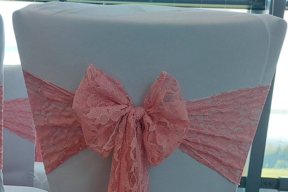 Blush pink lace bow