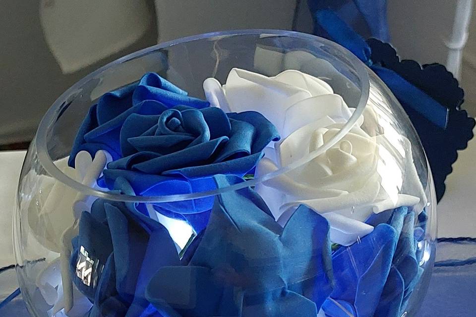 Blue and white floral fishbowl