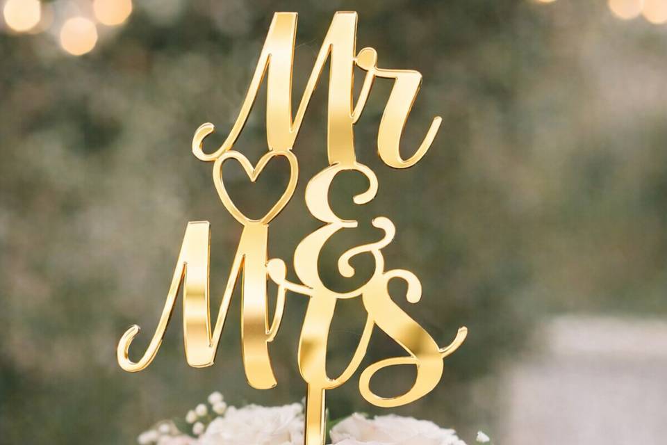 Gold Wedding Cake Topper