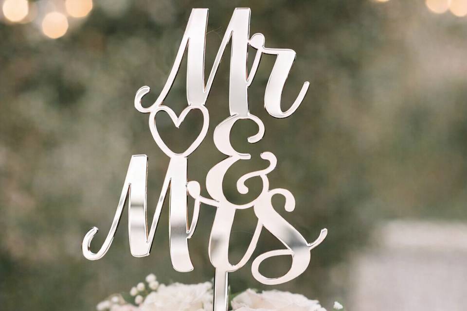 Silver Wedding Cake Topper