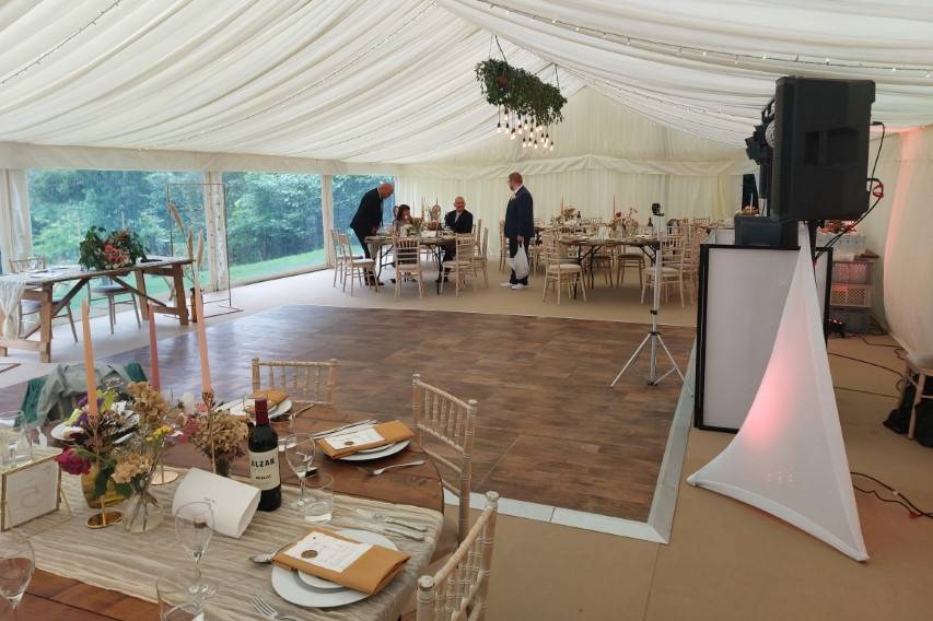 Marquee wedding with upligths