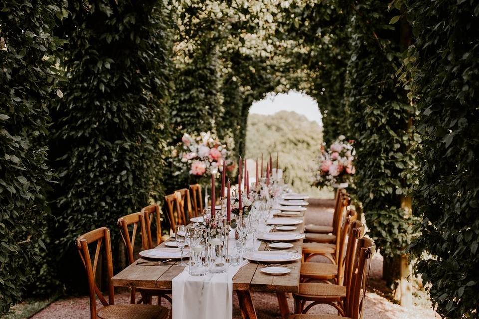 Dining under the hornbeams