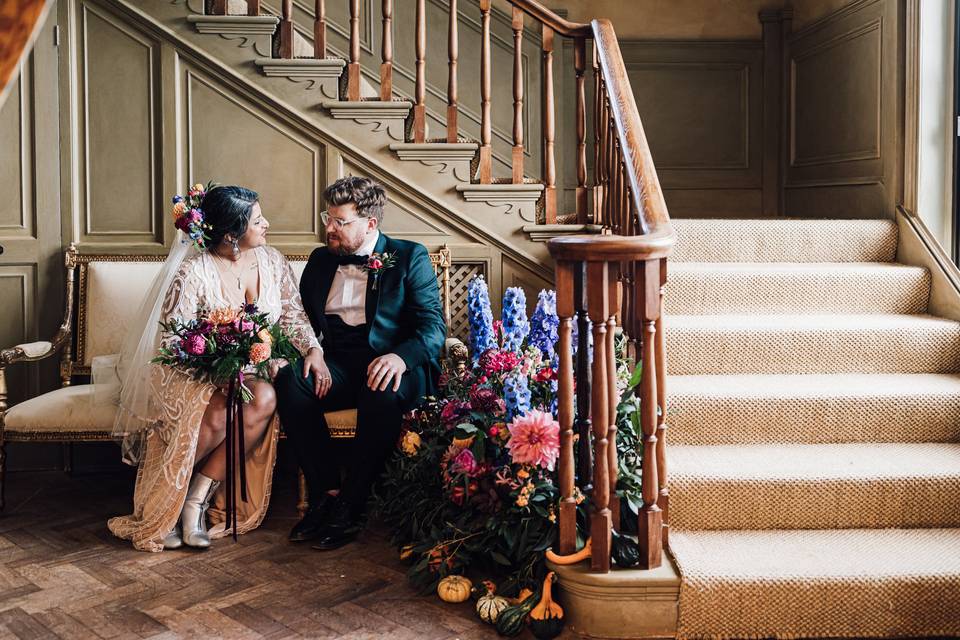 Couple on main stairs