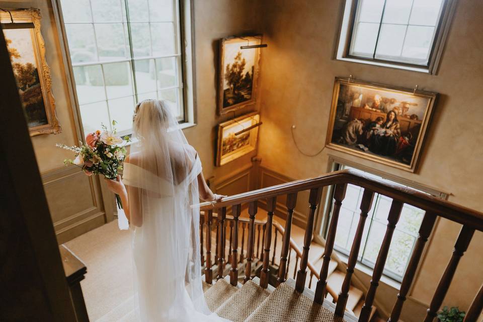 Bride on main stairs