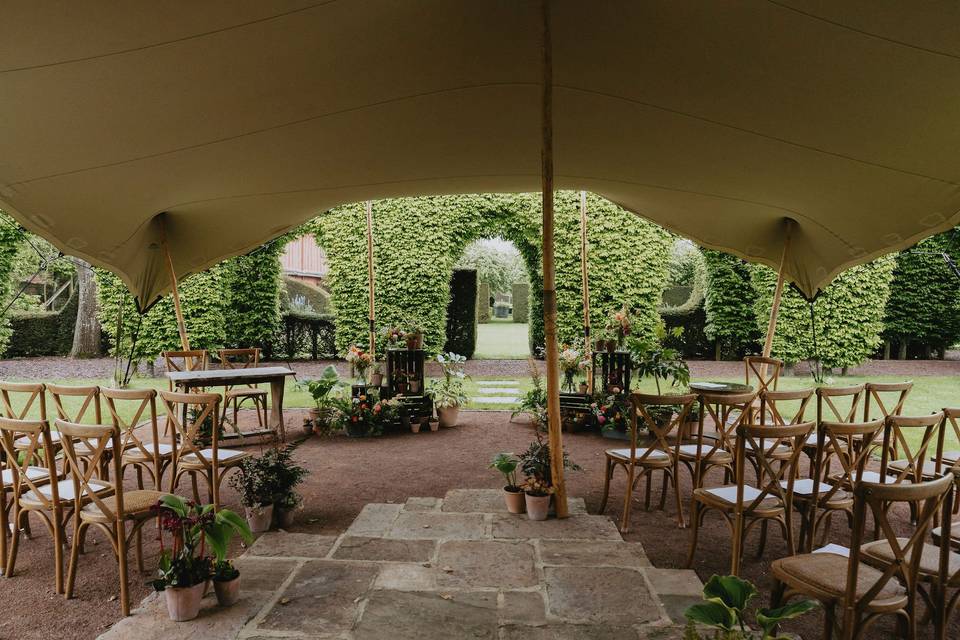 Ceremony under stretch tent