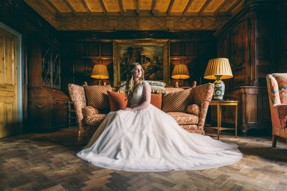 Bride in Panelled room