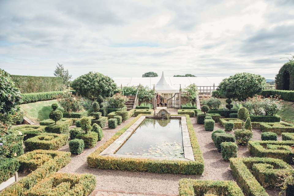 Formal Gardens with marquee