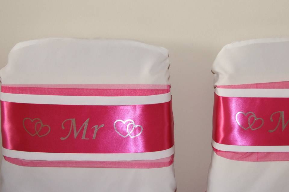Becky and Tom - personalised sashes