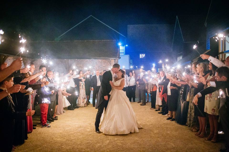 Sparklers in the courtyard