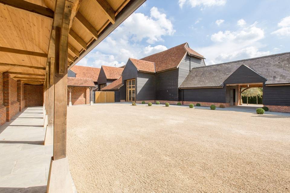 Cloistered Walkway and Barn