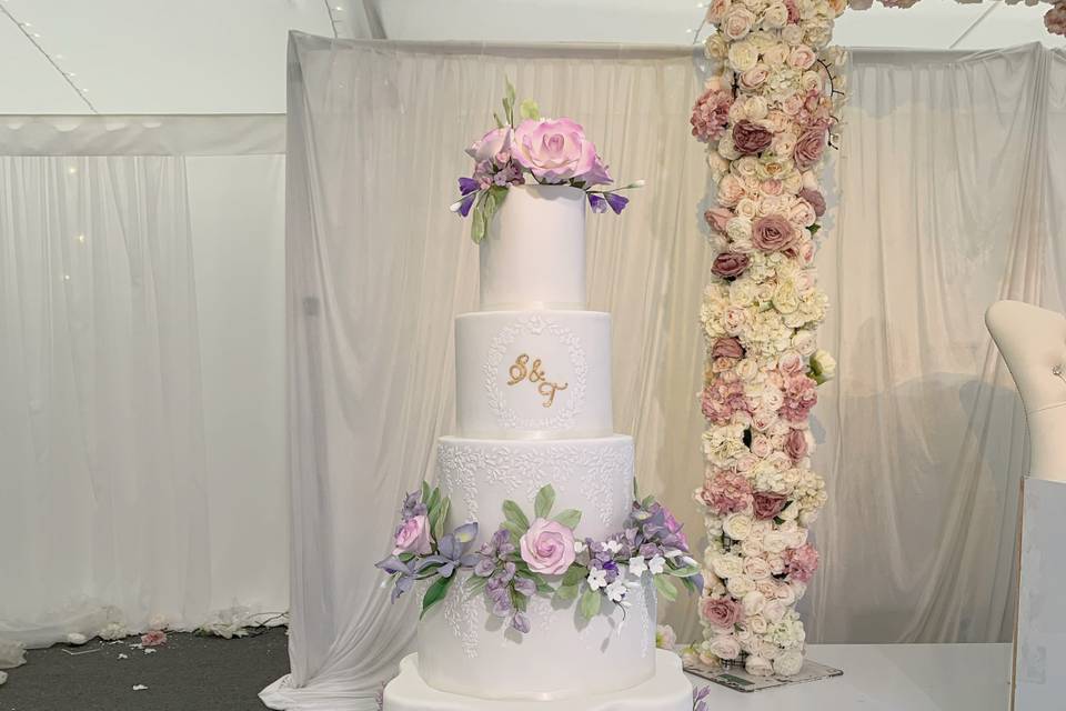 5 tier fondant iced cake with