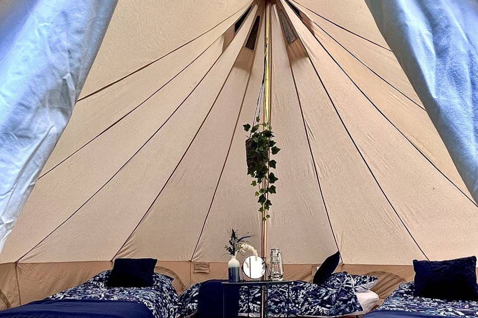 Triple guest bell tent