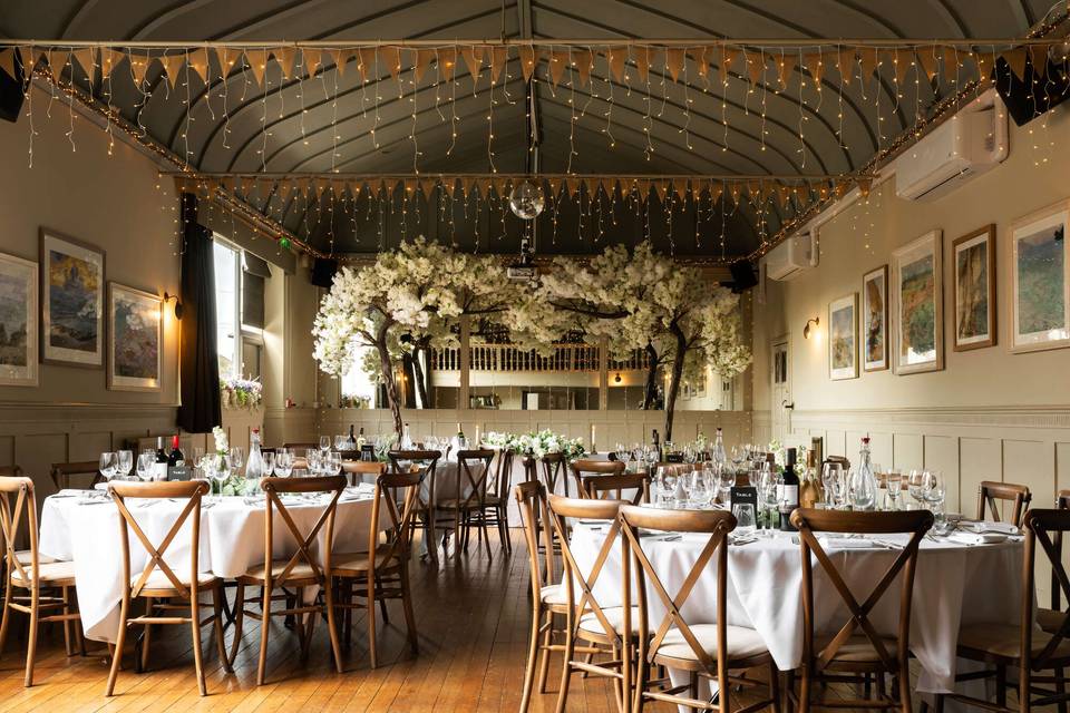 Ballroom set for reception