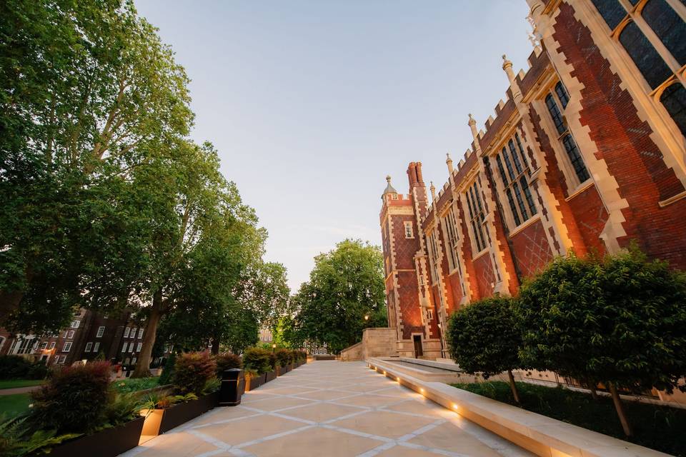 East terrace at dusk