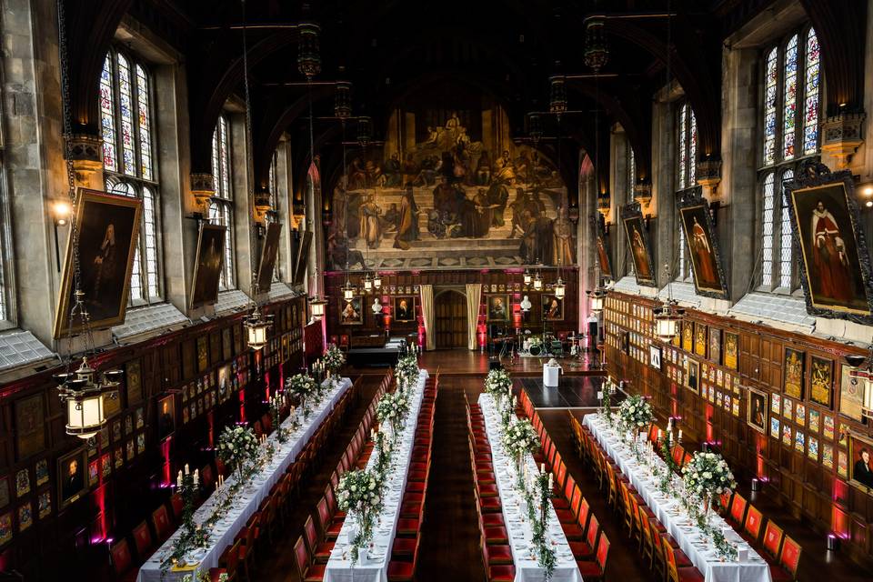 Long tables in Great Hall