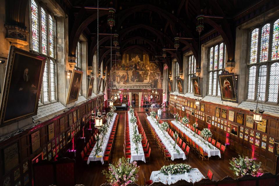 Long tables in Great Hall