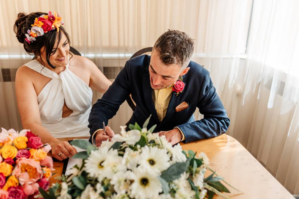 Signing the register