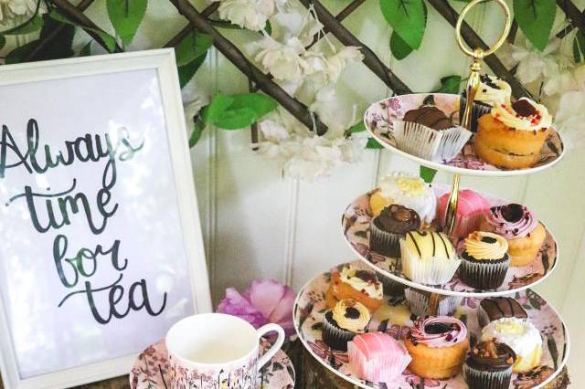 Rustic wedding tea set up