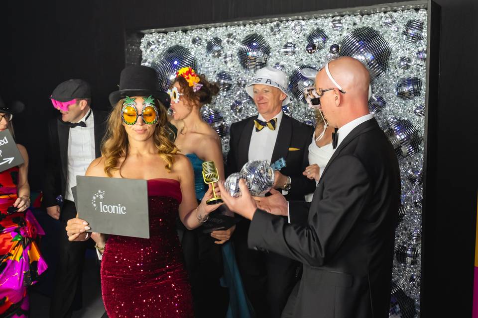 Group with Disco ball wall
