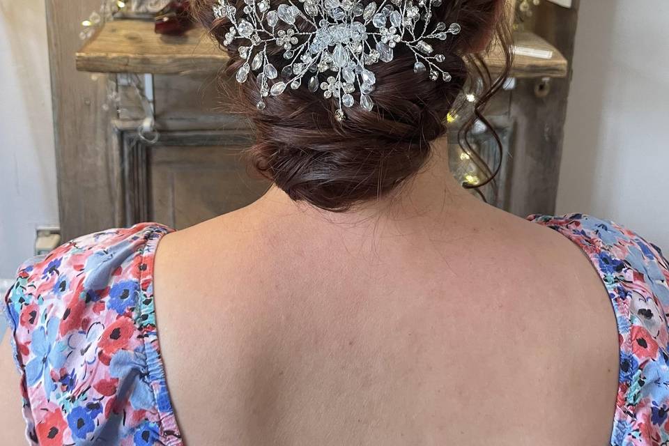 Updo on bridesmaid