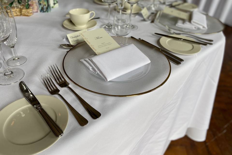 Charger plates and table decor