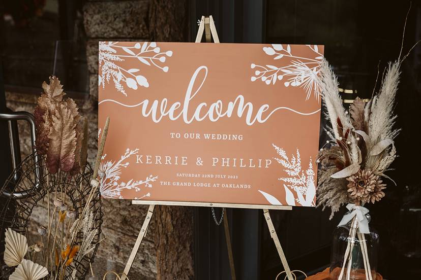 Rustic welcome sign display