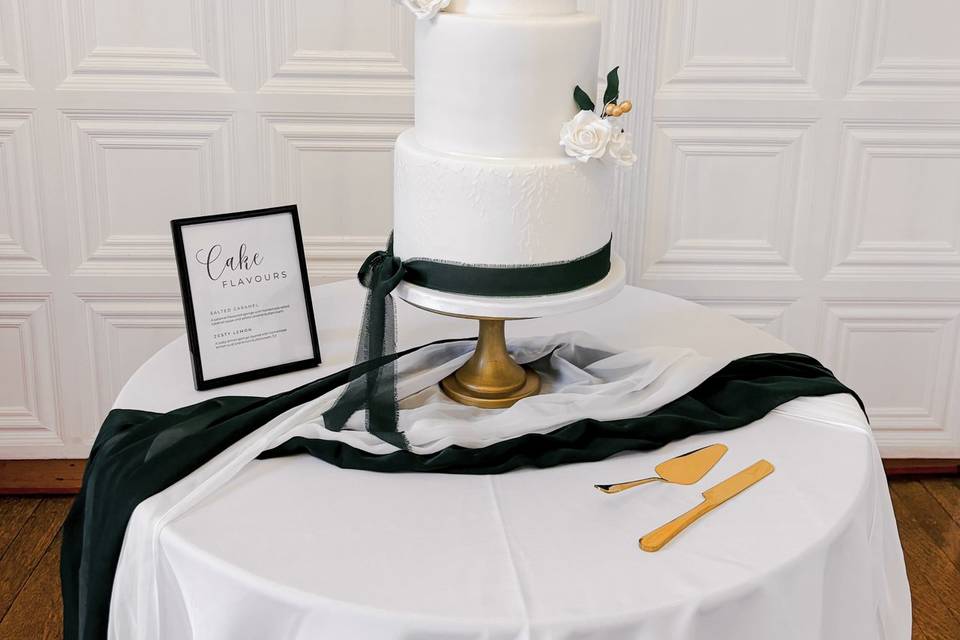 3 tier cake with sugar flowers