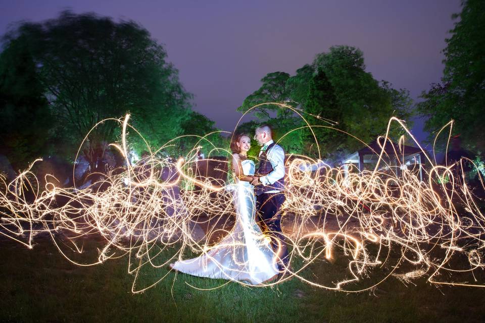 Sparklers at night