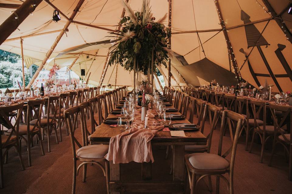 Tipi wedding reception