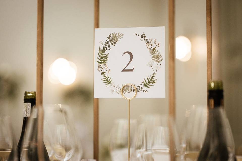 Fern wreath table number