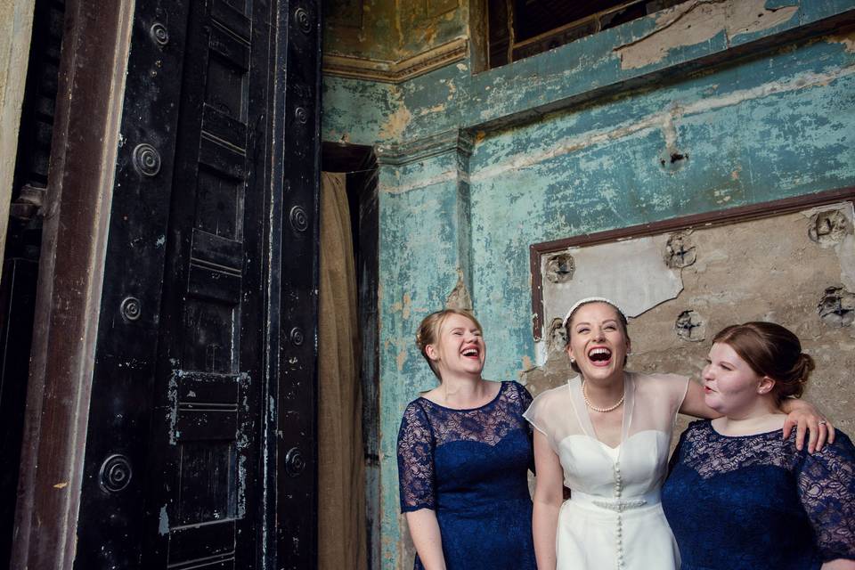 Laughing Bridal Party