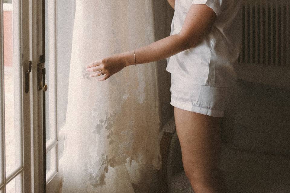 Bride and her wedding dress