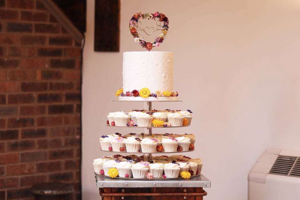 Wedding cake & cupcakes
