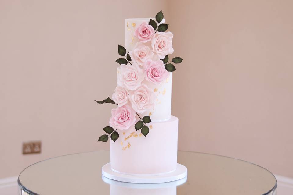 Pink wedding cake