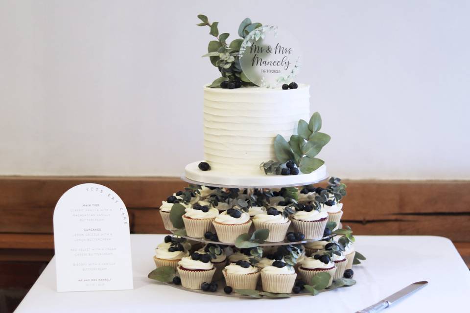 Wedding cake & cupcakes