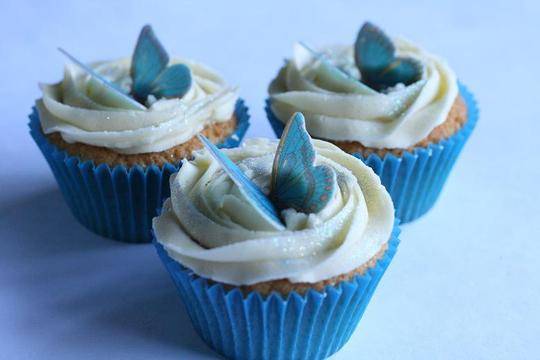Blue butterfly cupcakes