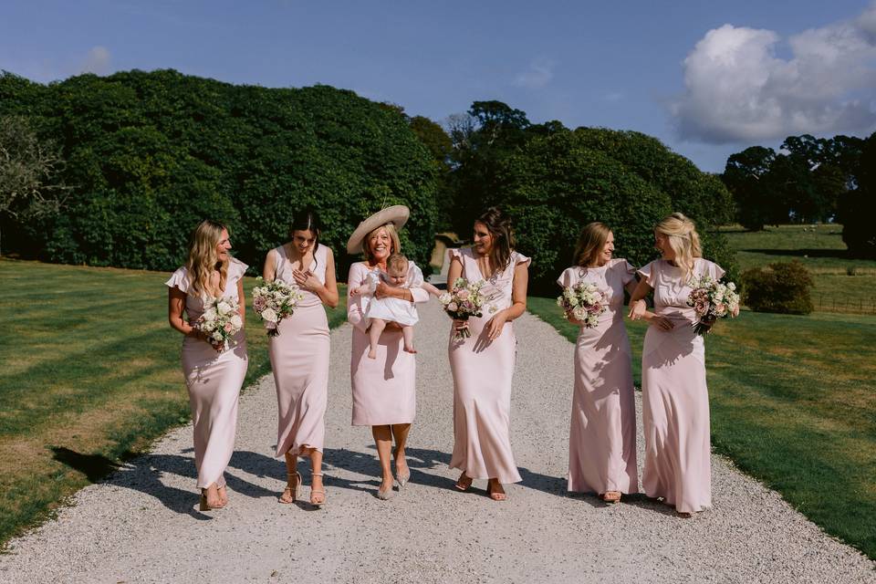 Bridesmaids and mother