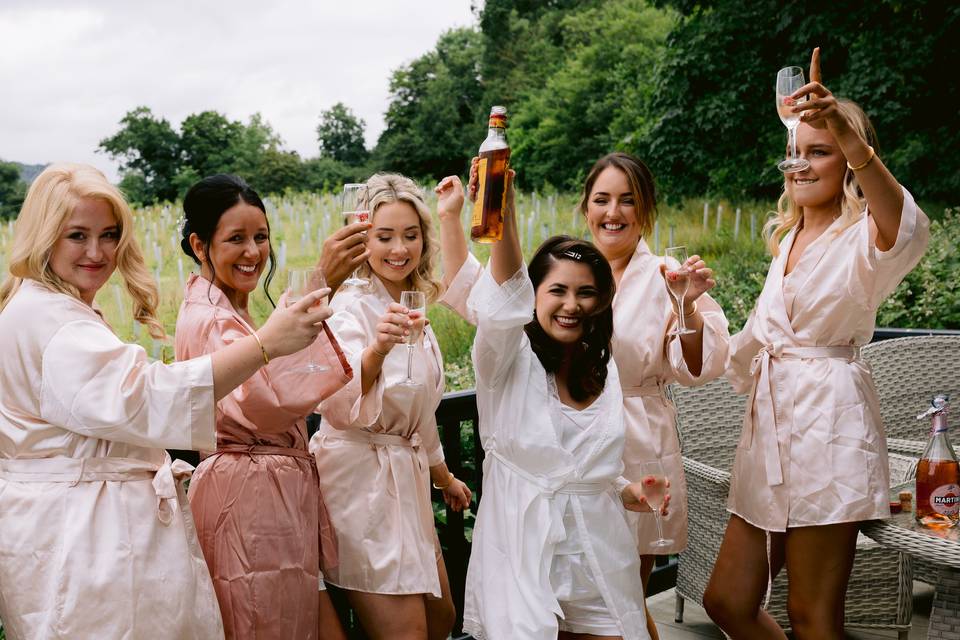 Bride and bridesmaids