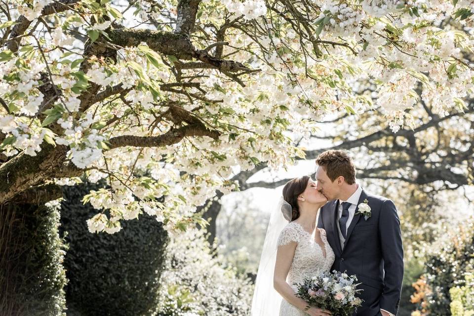 Newlyweds kiss