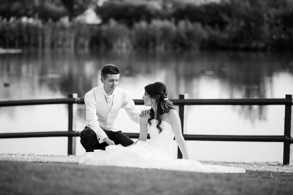 Bride and Groom by the lake