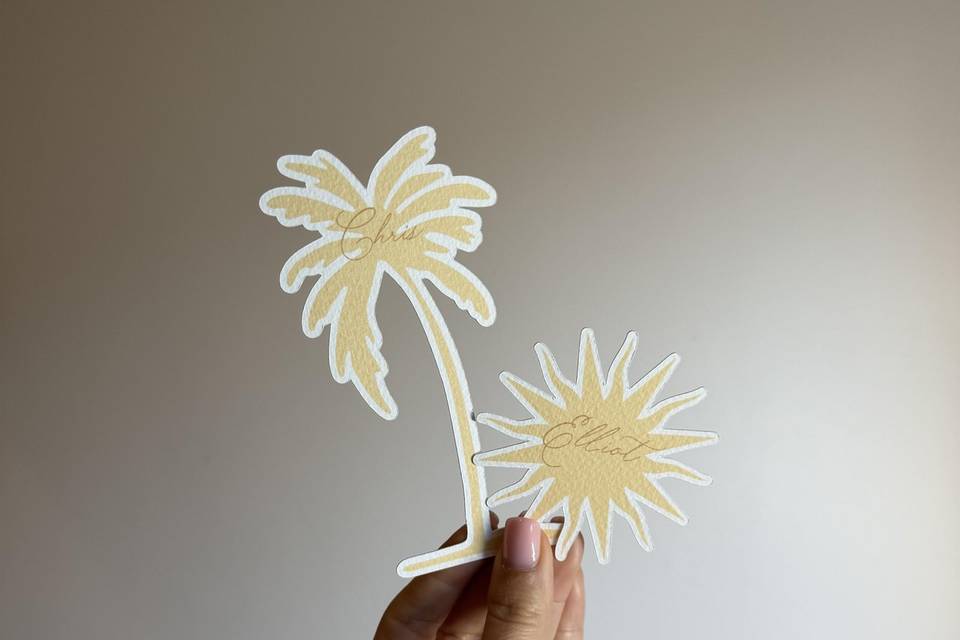 Sun and palmtree placecards