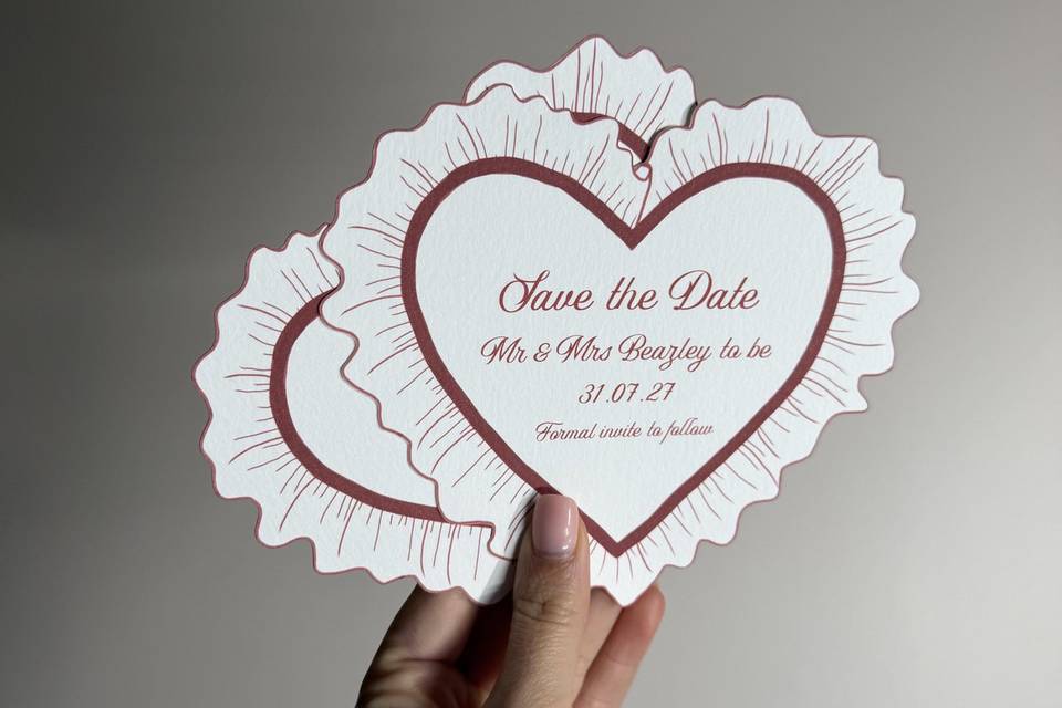 Save the date heart ruffles